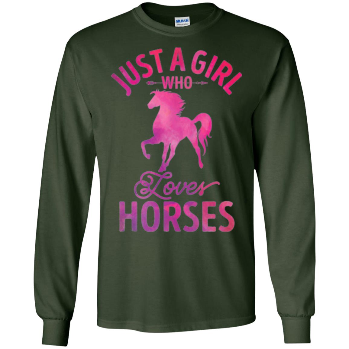 Horse Lovers T-shirt Just A Girl Who Loves Horses Forest Green