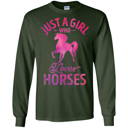 Horse Lovers T-shirt Just A Girl Who Loves Horses Forest Green