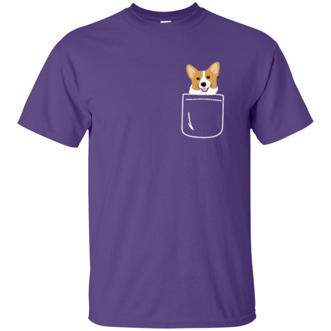 Puppy Dog Lover T-shirt Corgi In Your Front Pocket Purple