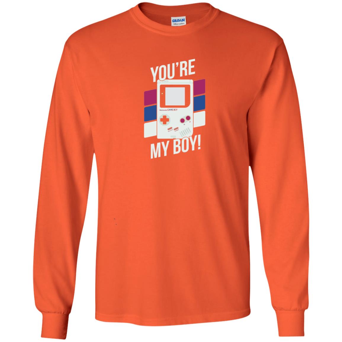 You_re My Boy Stripe Graphic Game Shirt For Boy Orange