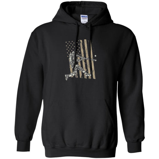 Baseball Player T-shirt American Flag Black