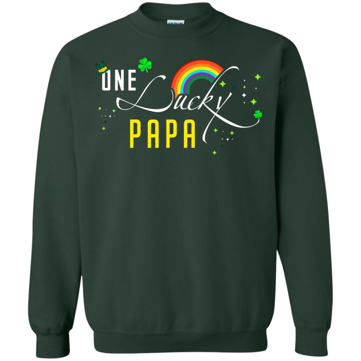 One Lucky Papa St. Patrick_s Day T-shirt Forest Green