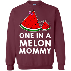 One In A Melon Mommy Funny Summer Melon Fruit ShirtG180 Gildan Crewneck Pullover Sweatshirt 8 oz.