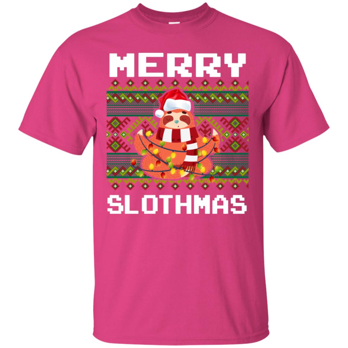 Merry Slothmas Funny Sloth Lovers Ugly Sweater X-mas Gift Shirt Heliconia