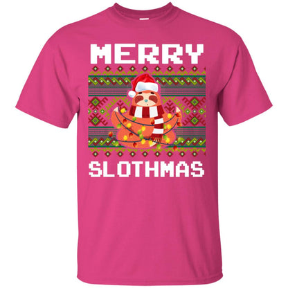 Merry Slothmas Funny Sloth Lovers Ugly Sweater X-mas Gift Shirt Heliconia