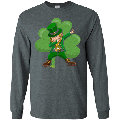 Funny Dabbing Leprechaun Shirt St Patricks Day T-shirt Dark Heather