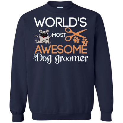 Dogs Lover Shirt World's Most Awesome Dog Groomer Navy