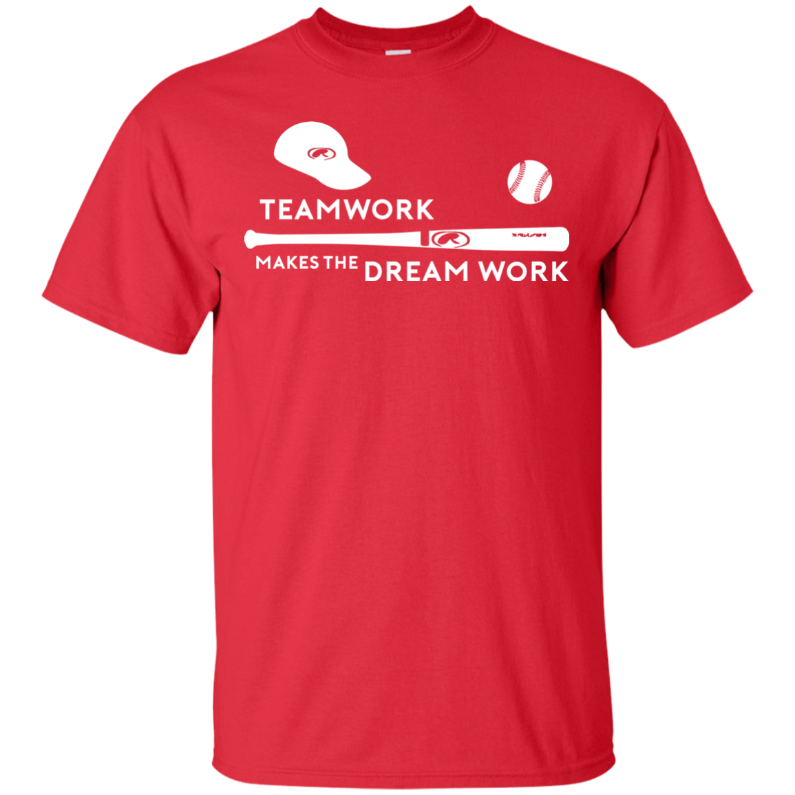 Baseball T-shirt Teamwork Makes The Dream Work Red