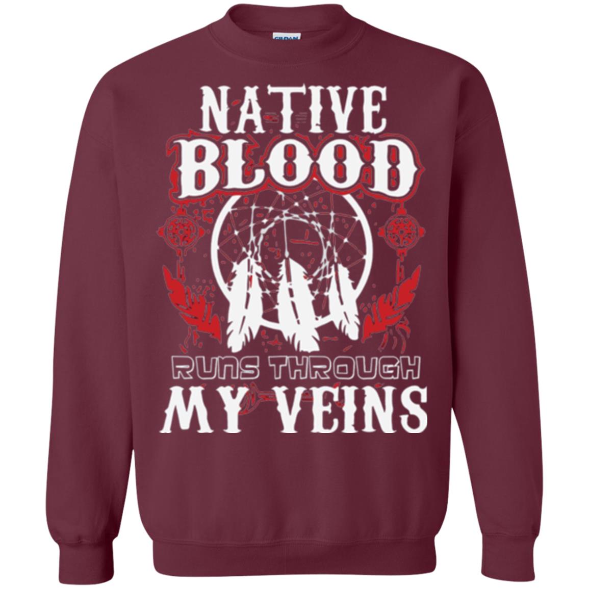 American T-shirt Native Blood Runs Through My Veins Maroon