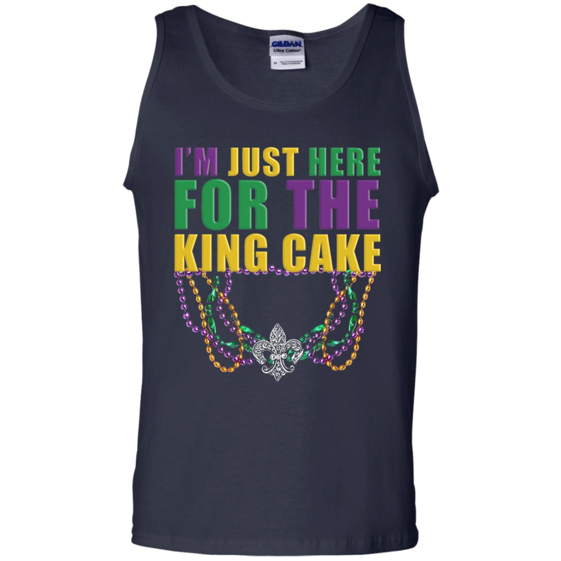 Mardi Gras Beads T-shirt I_m Just Here For The King Cake Navy