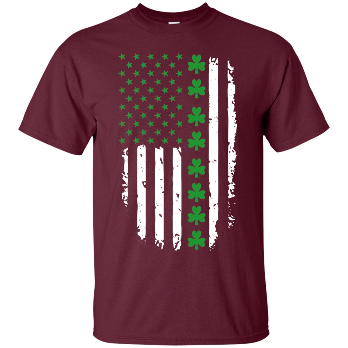 St. Patrick's Day T-shirt Irish American Flag T-shirt Maroon