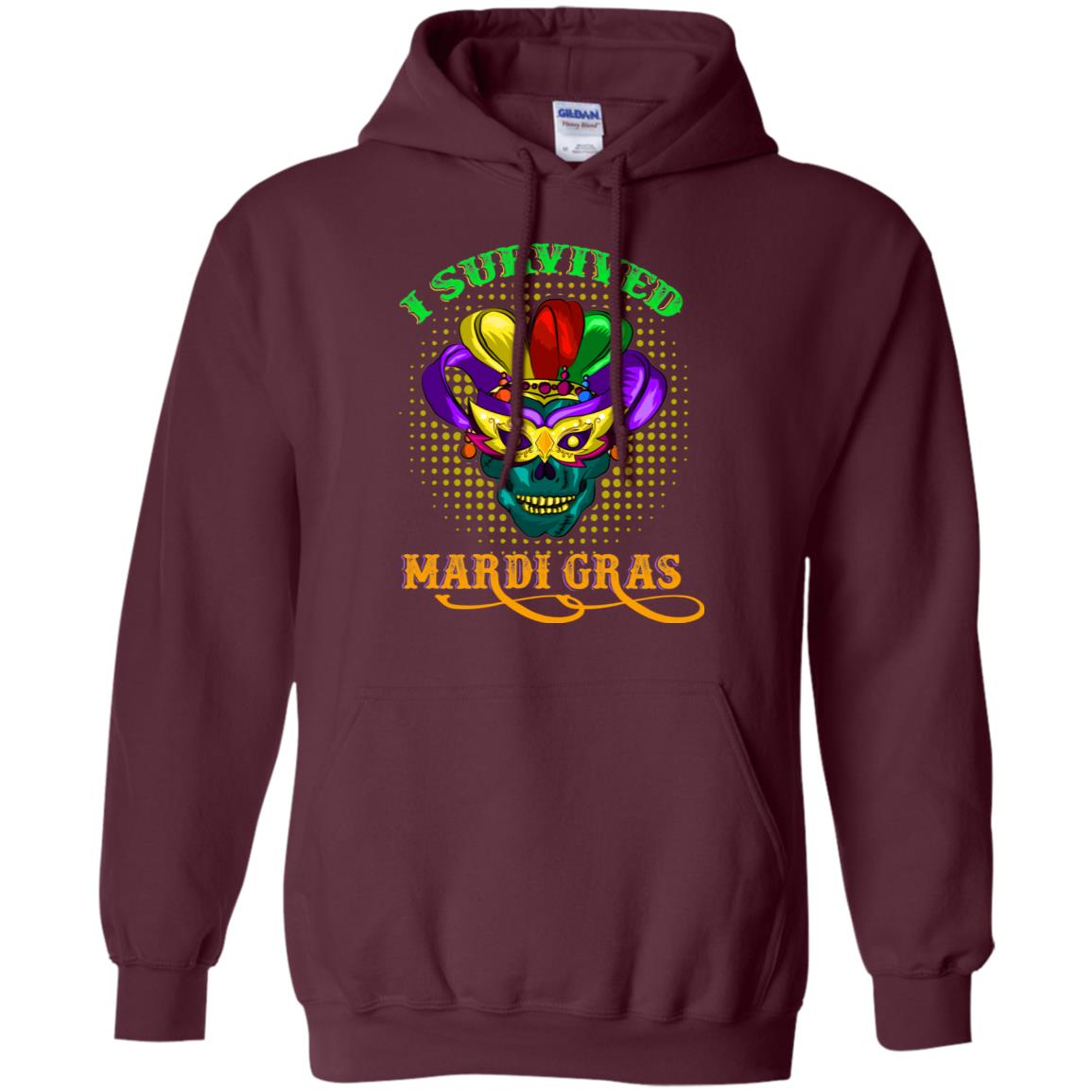 I Survived Mardi Gras Shirt Maroon