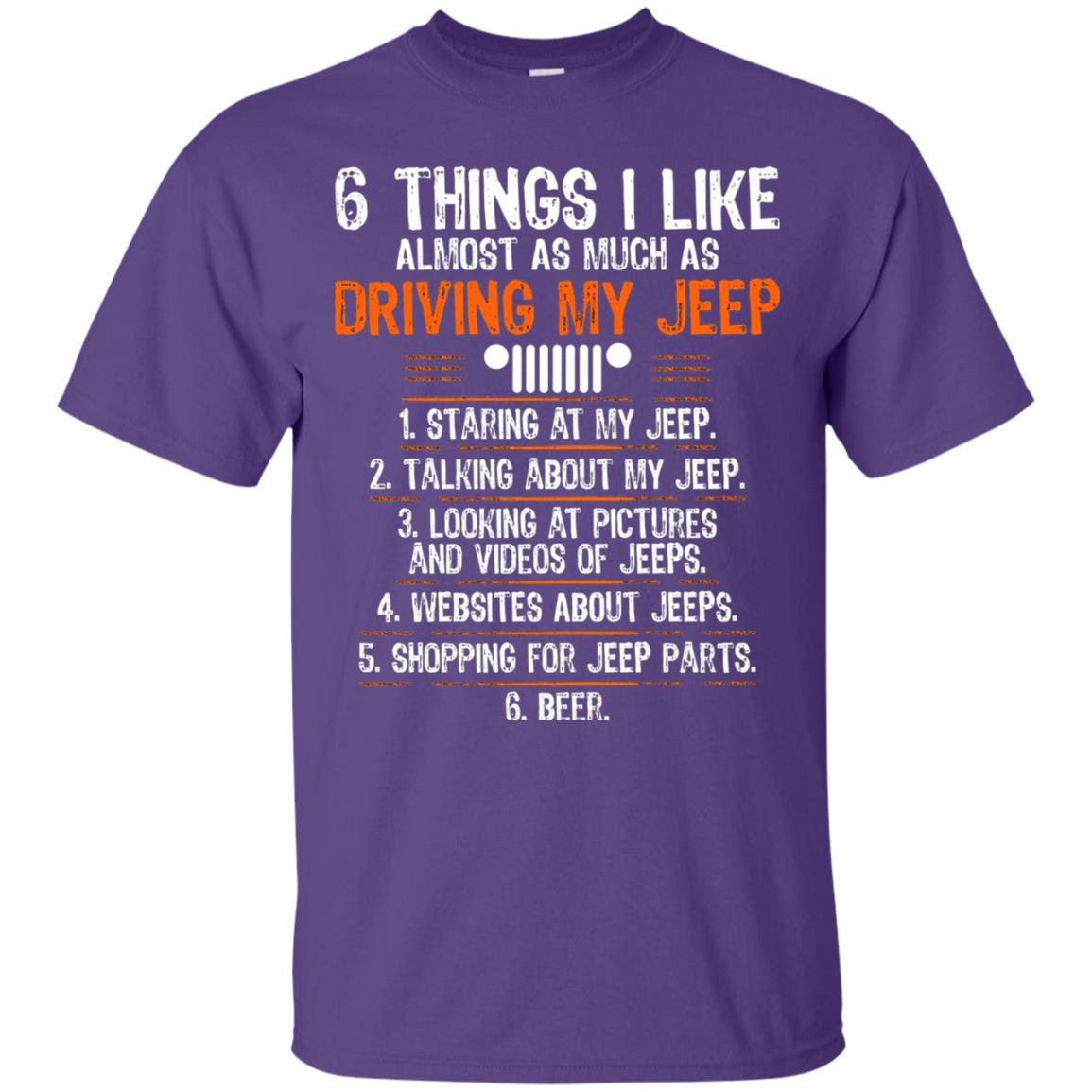 Funny Off Road Driving T-shirt 6 Things I Like Almost As Much As Purple