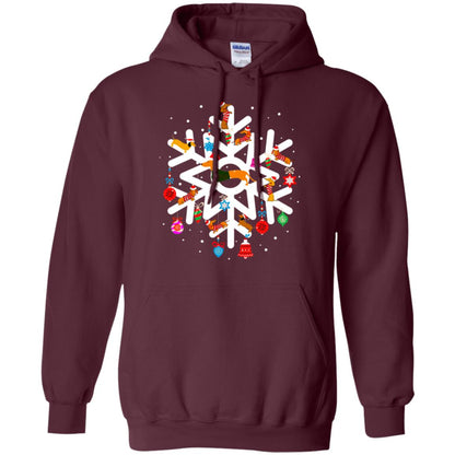 Winter Snow Flower Decorating Bauble And Dachshund X-mas Gift Shirt Maroon