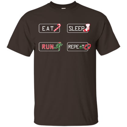 Christmas T-Shirt Eat Sleep Run Repeat Dark Chocolate