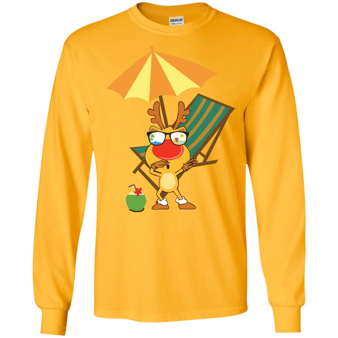 Dabbing Reindeer With Sunglasses Celebrate Xmas In July 2018 Shirt Gold