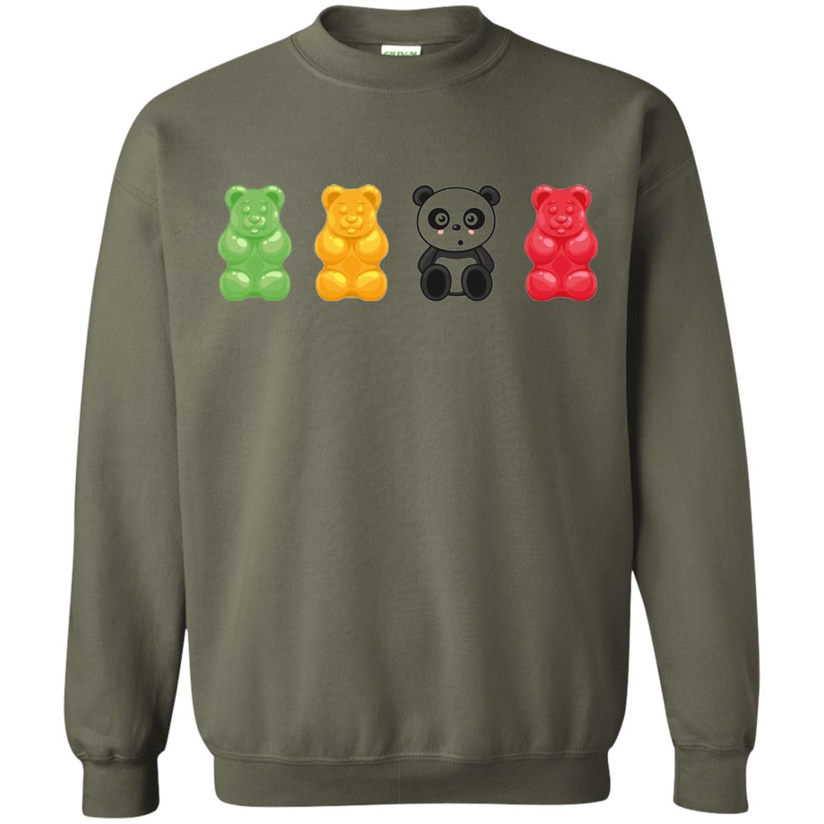 Bear Lover T-shirt Cute Panda Candy Bear Military Green