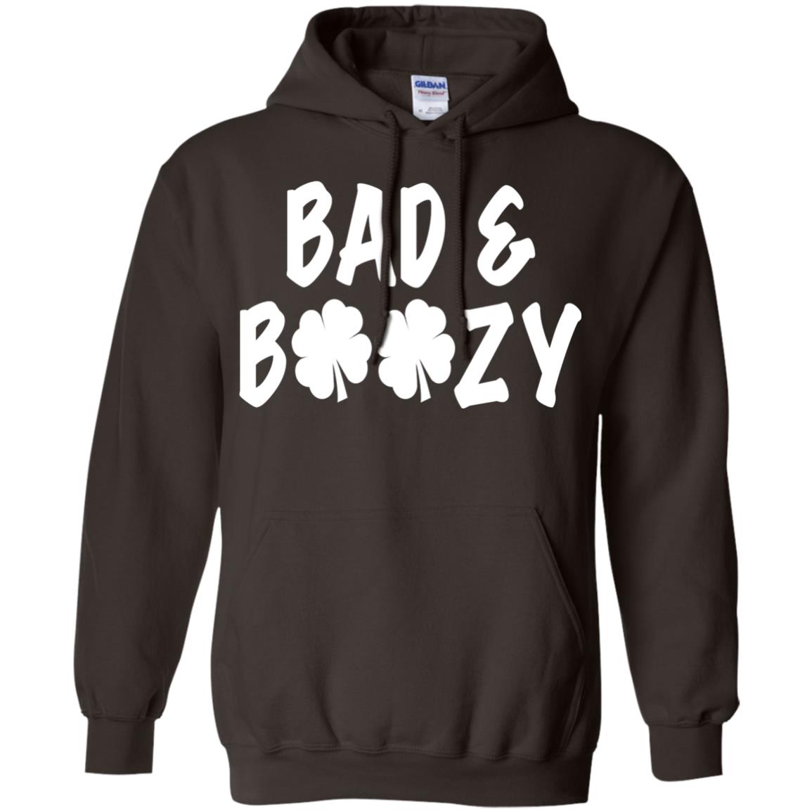 Bad And Boozy St. Patrick_s Day T-shirt Dark Chocolate