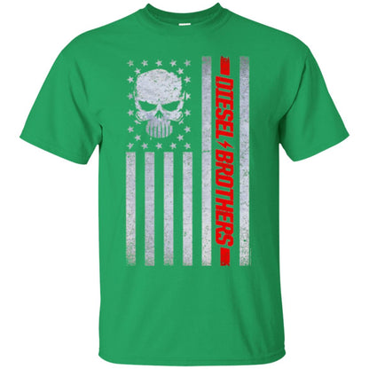 Grungy American Flag Skull T-shirt Diesel Brothers Irish Green