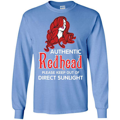 Authentic Redhead Please Keep Out Of Direct Sunlight Cool Redhead Gift Shirt For Girls Carolina Blue