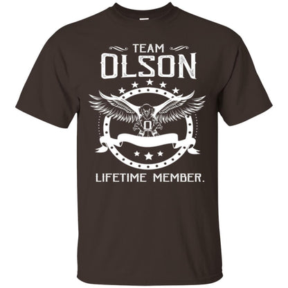Family T-shirt Team Olson Lifetime Member Dark Chocolate