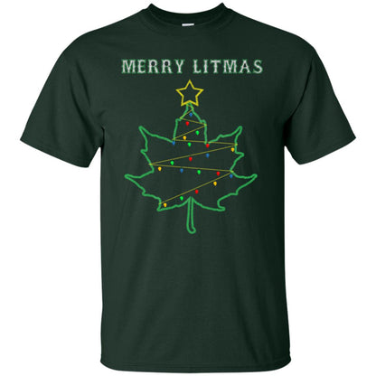 Merry Litmas Get Lit Christmas Tree With Light Shirt Forest