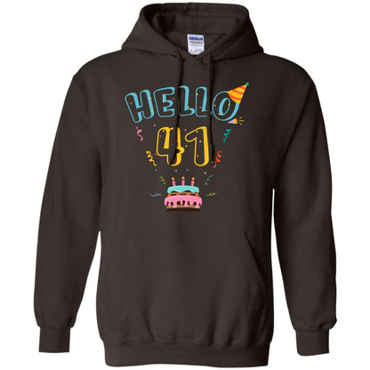 Hello 41 Forty One 41st 1977s Birthday Gift Shirt Dark Chocolate