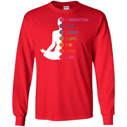 Chakra Meditation Yoga T-shirt I Speak I Love I Do I Feel I Am Red