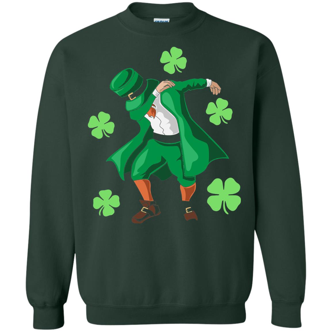 Funny Dabbing Leprechaun St. Patricks Day T-shirt Forest Green