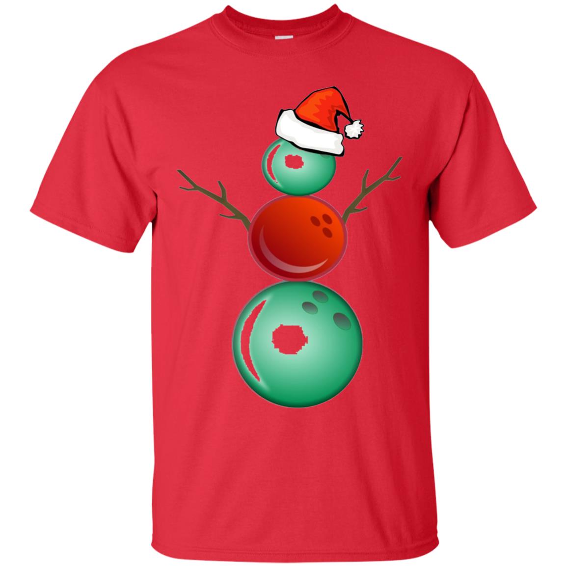 Funny Christmas Shirts Bowling Snowman Red