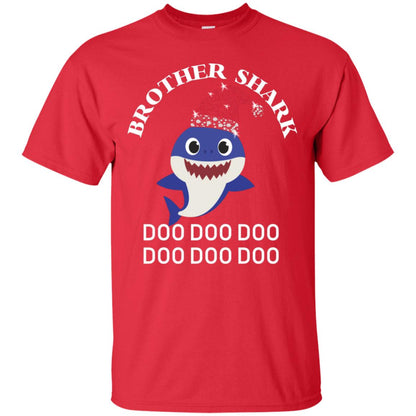 Brother Shark With Santa Claus Hat Merry X-mas Family Shark Gift Shirt Red