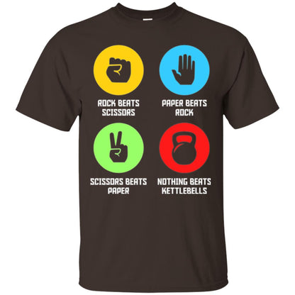 Fitness Gym Sports T-shirt Funny Nothing Beats Kettlebells Dark Chocolate