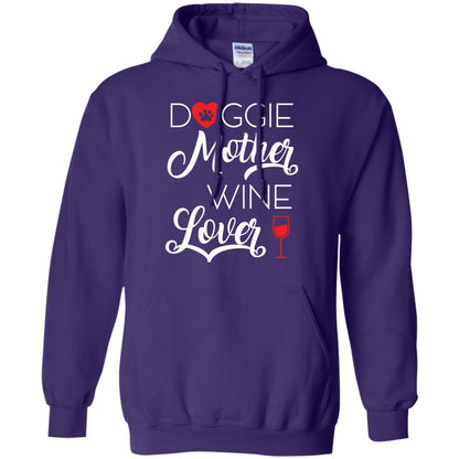 Doggie Mother Wine Lover Dog And Wine Gift Shirt For Mom Purple