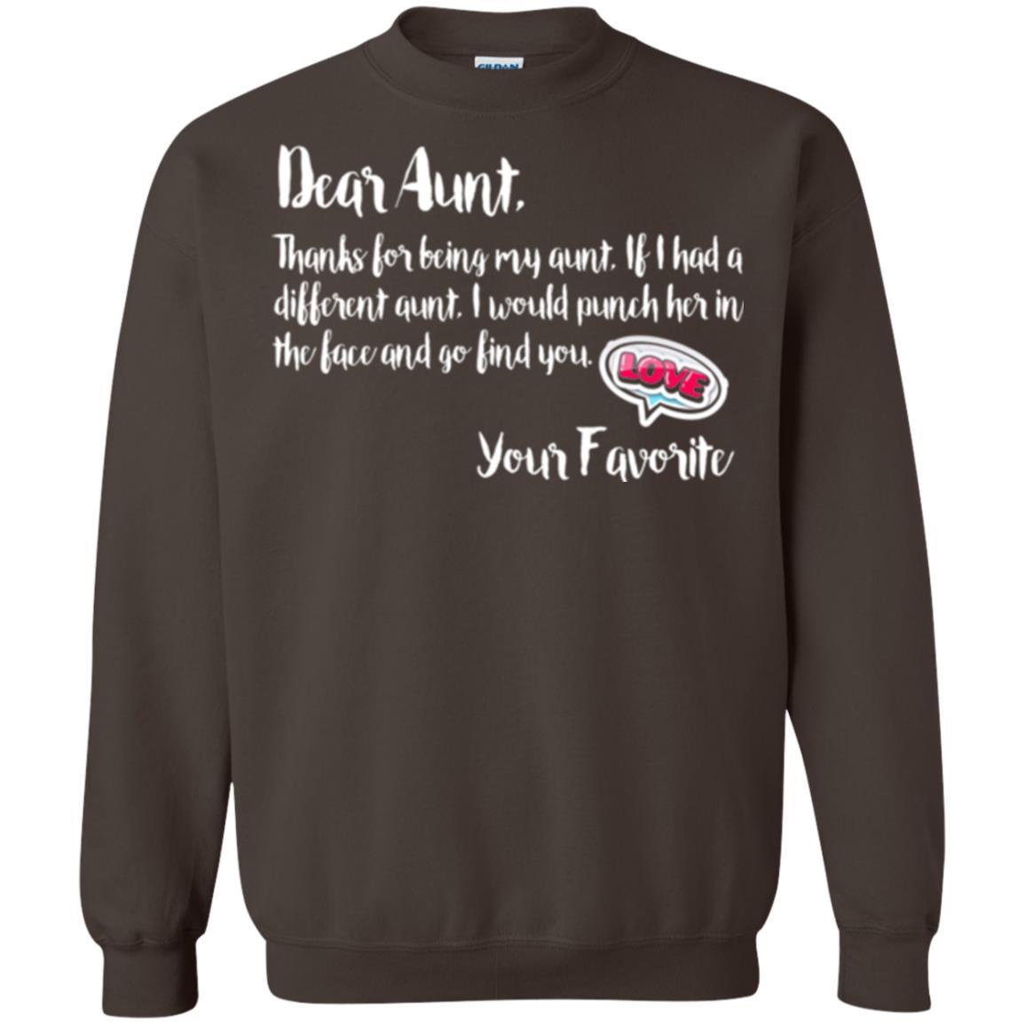 Family T-shirt Dear Aunt Thanks For Being My Aunt Dark Chocolate