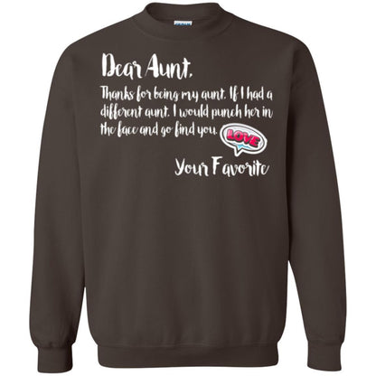 Family T-shirt Dear Aunt Thanks For Being My Aunt Dark Chocolate