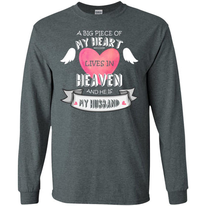 A Big Piece Of My Heart Lives In Heaven And He Is My Husband Shirt Dark Heather