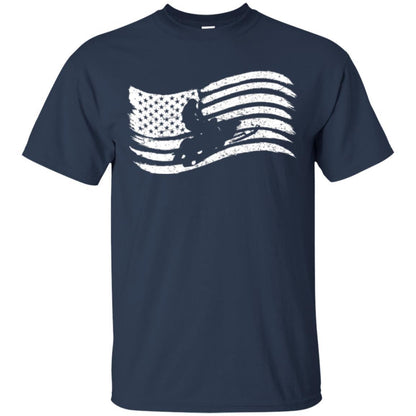 Snowmobile Rider T-shirt American Flag Navy