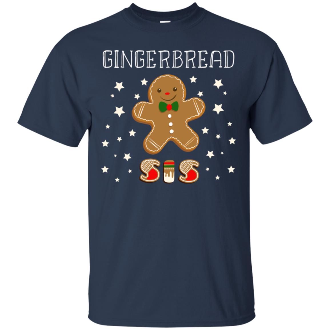 Gingerbread Sister X-mas Gift Family Shirt For Girls Navy