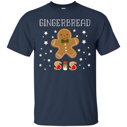 Gingerbread Sister X-mas Gift Family Shirt For Girls Navy