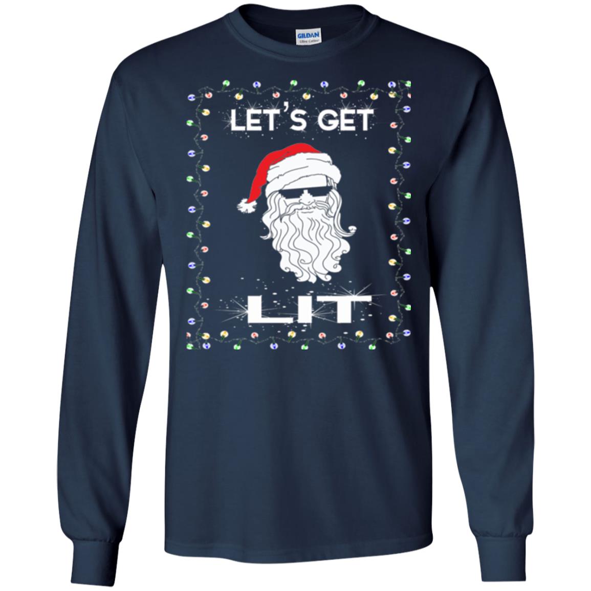 Christmas T-shirt Let_s Get Lit Navy