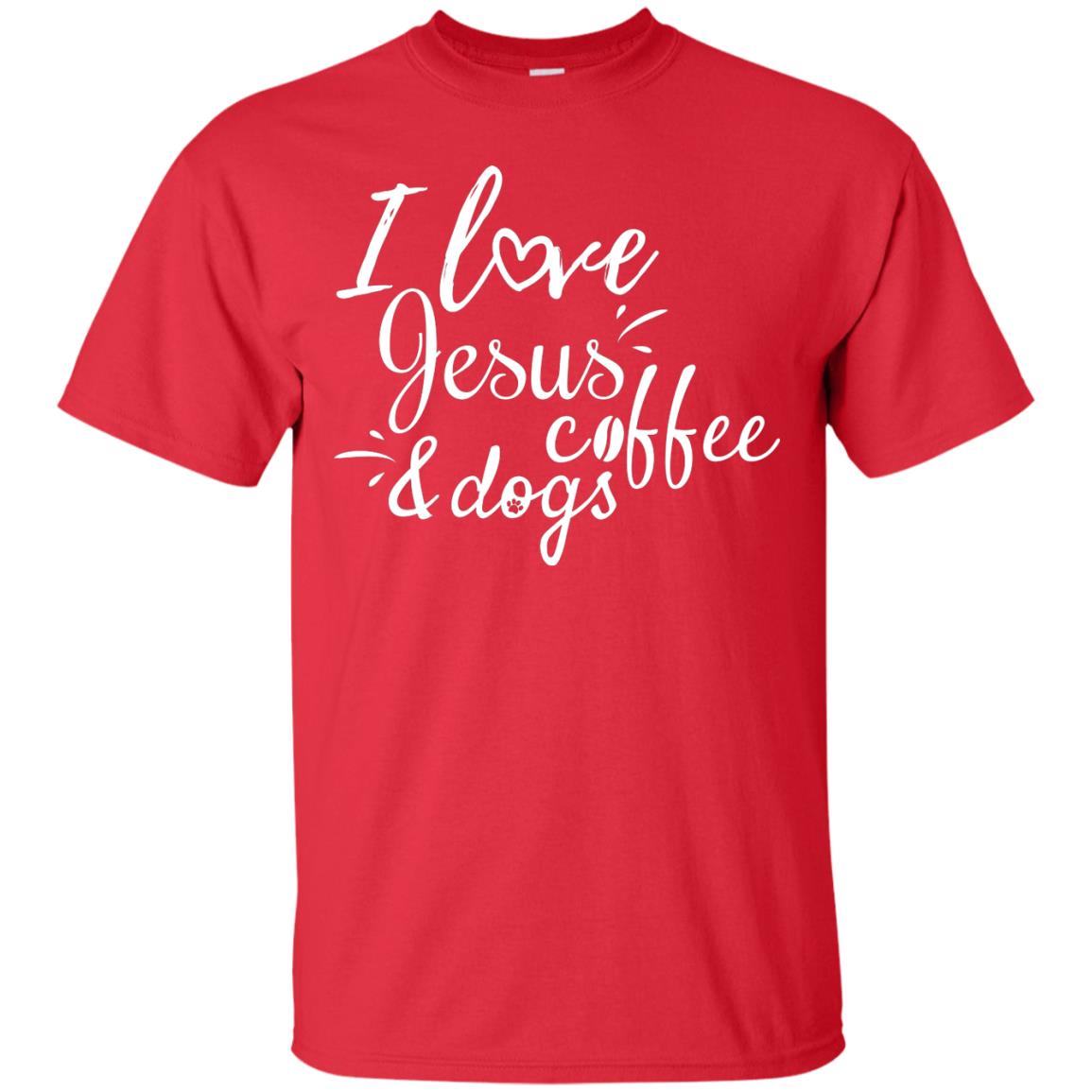 I Love Jesus Coffee And Dogs Christian T-shirt Red