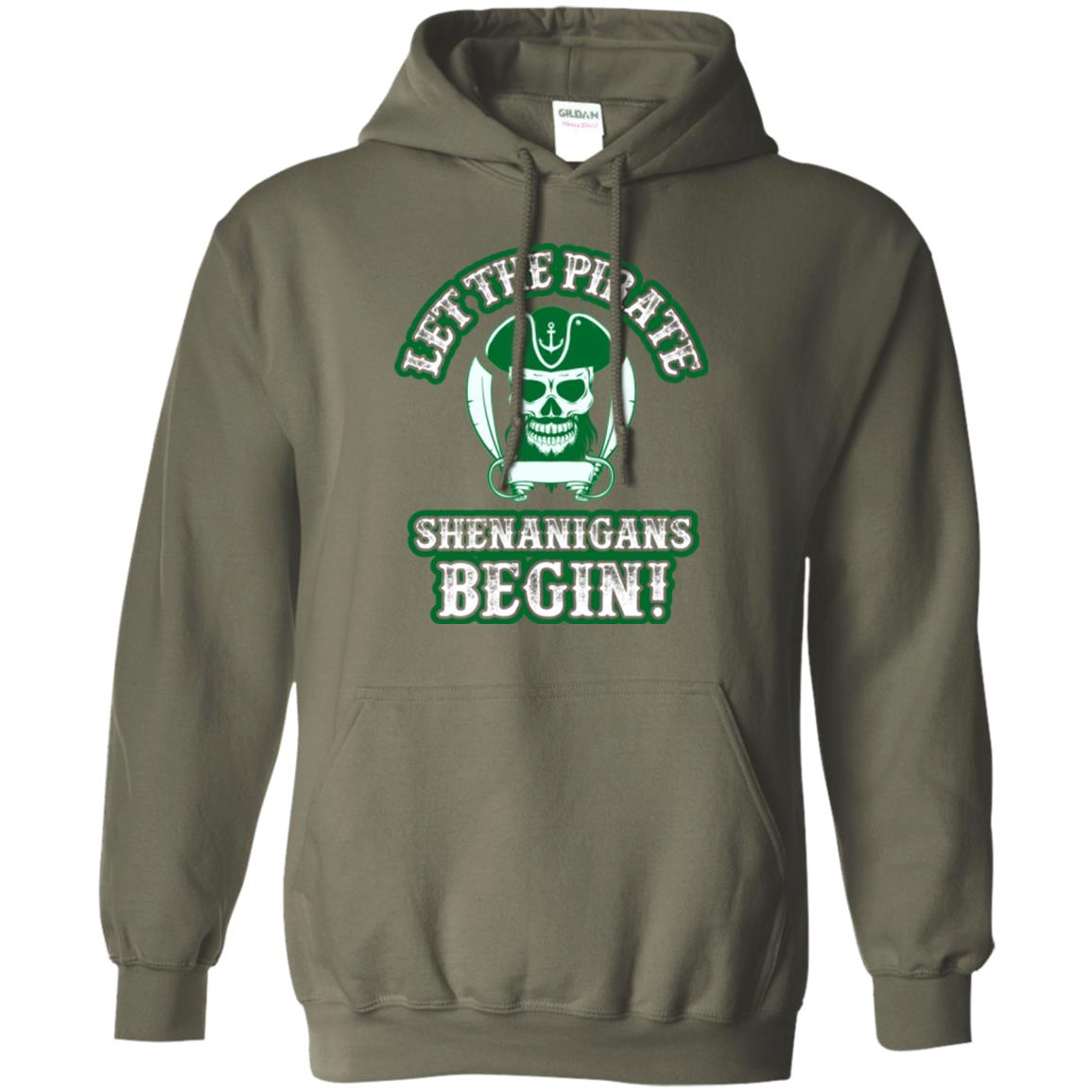 Saint Patrick's Day T-shirt Let The Pirate Shenanigans Begin Military Green