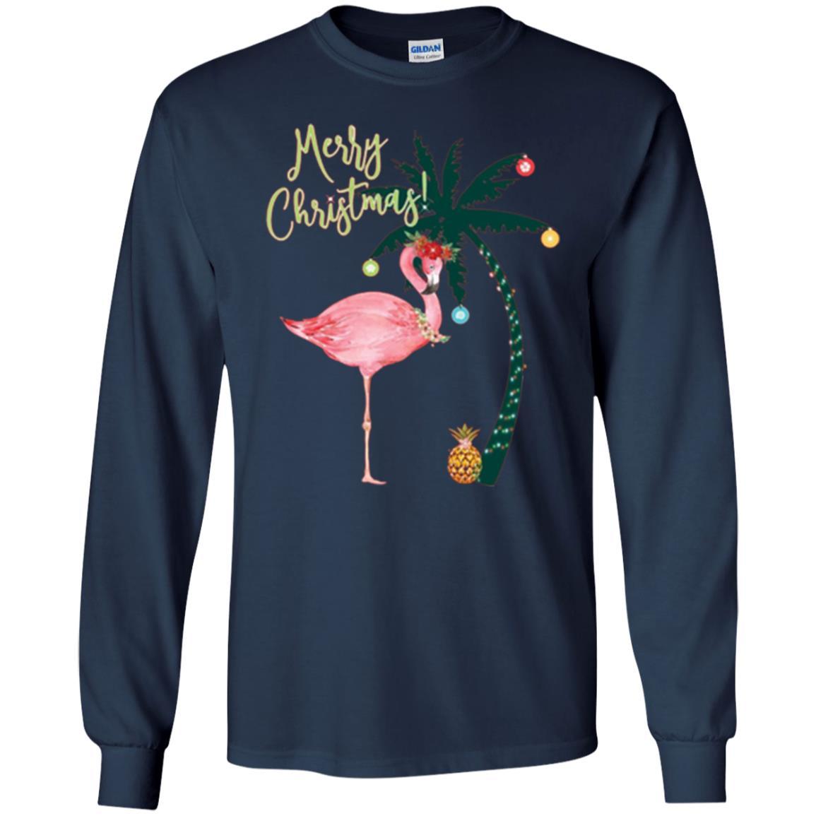 Christmas T-shirt Flamingo Merry Christmas Navy