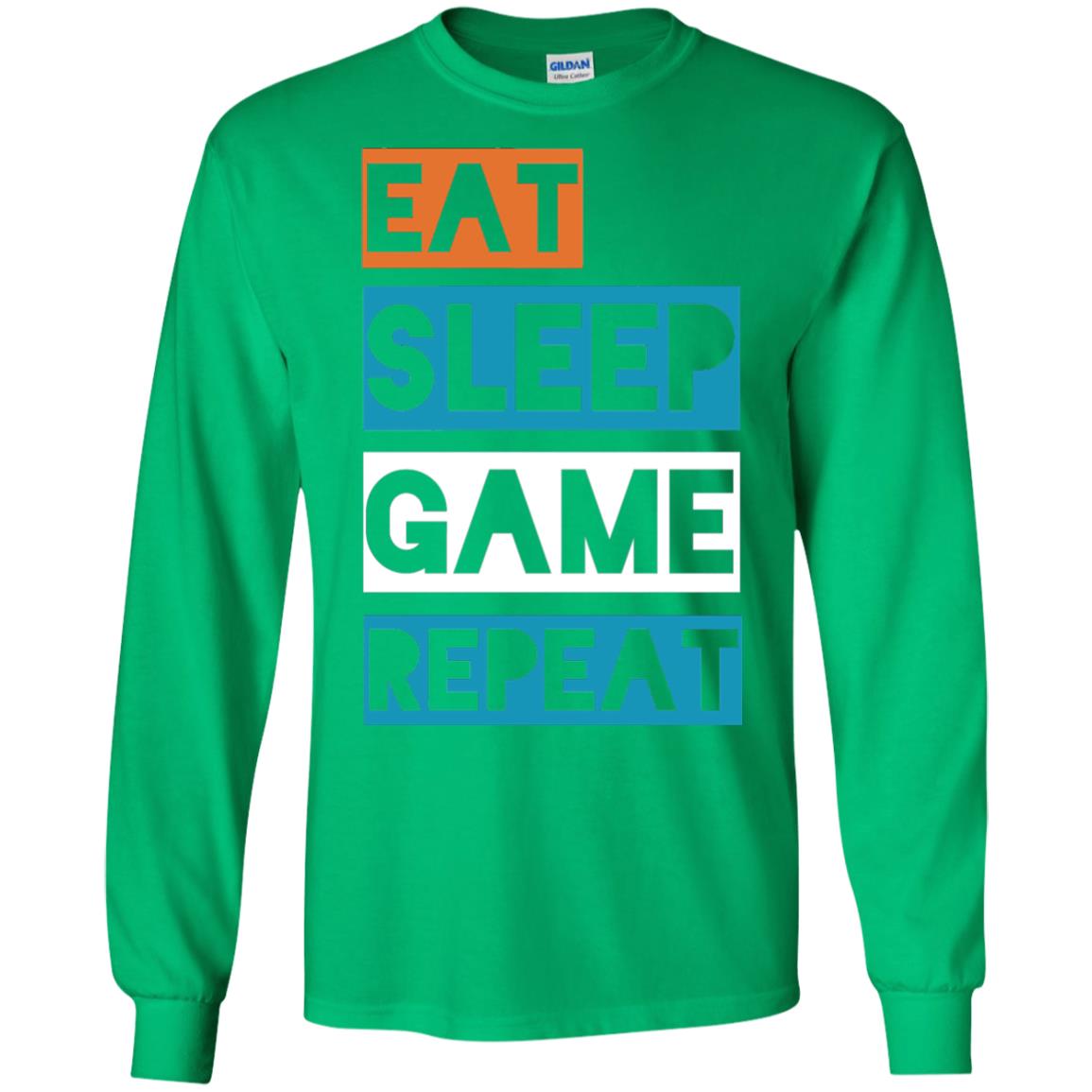 Eat Sleep Game Repeat Video Gamer Player T-shirt Irish Green