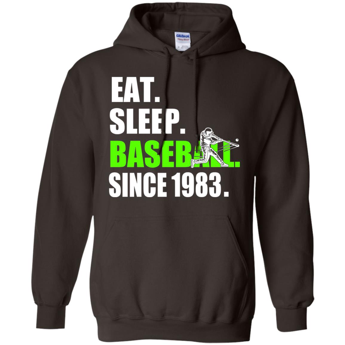 Eat Sleep Baseball Since 1983 35th Birthday Shirt Dark Chocolate