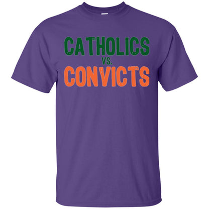 Football T-shirt Distressed Catholics Vs. Convicts 1988 Classic Purple