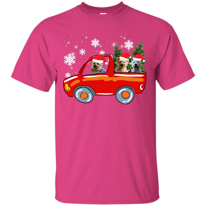 Yorkshire Terrier Dogs On Car Merry Christmas Gift Shirt Heliconia