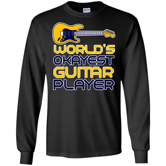 World's Okayest Guitar Player Gift Shirt For Guitarist Black