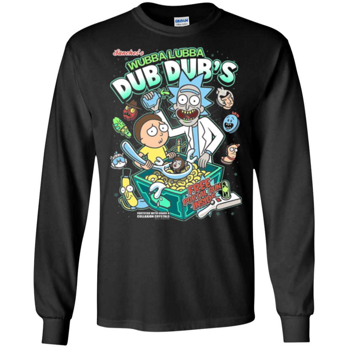 Rick Morty T-shirt Wubba Luba Dub Dub's Cereal Black