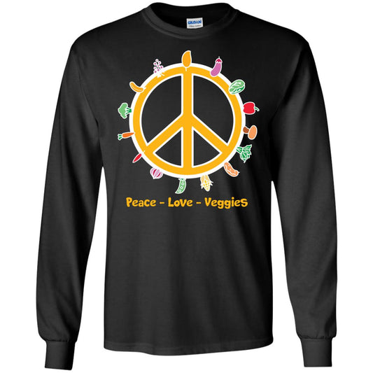 Vegetarian T-shirt Peace Love Veggies Black